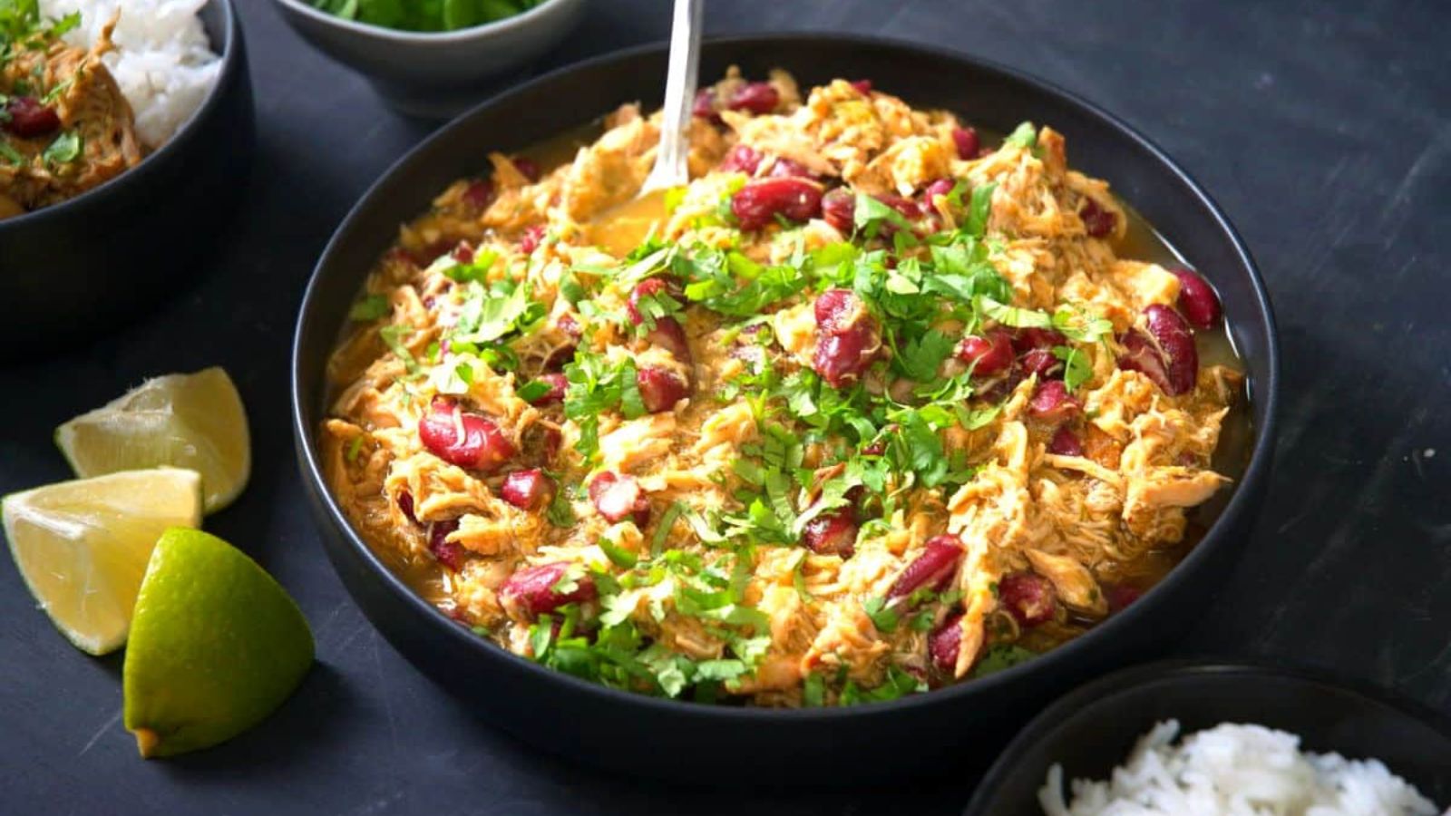 Shredded chicken with toppings.