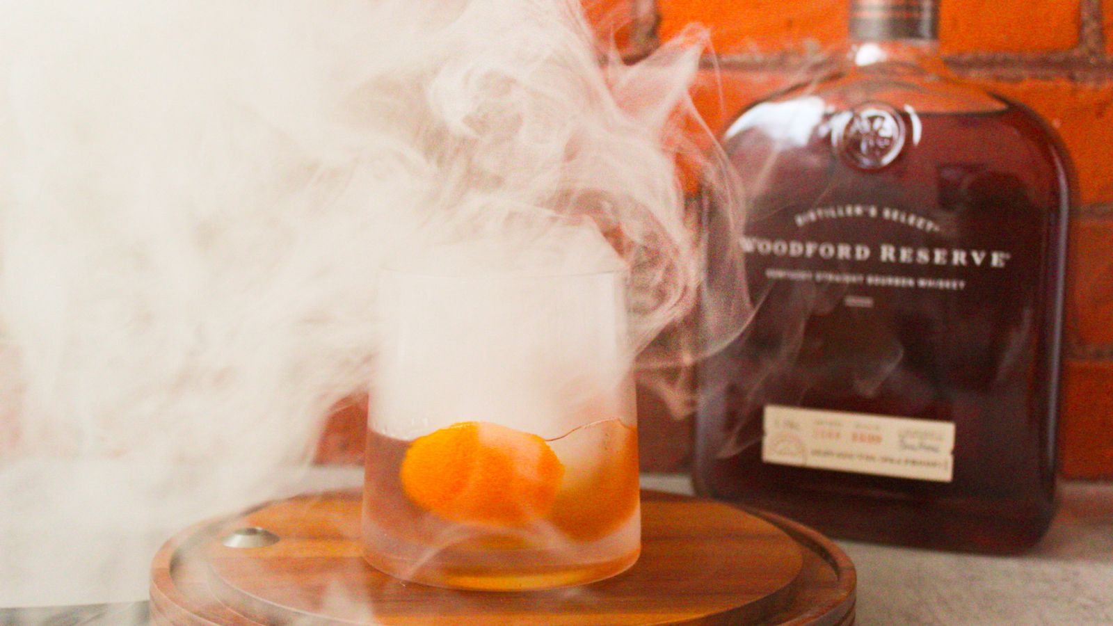 Cocktail in a glass with smoke.