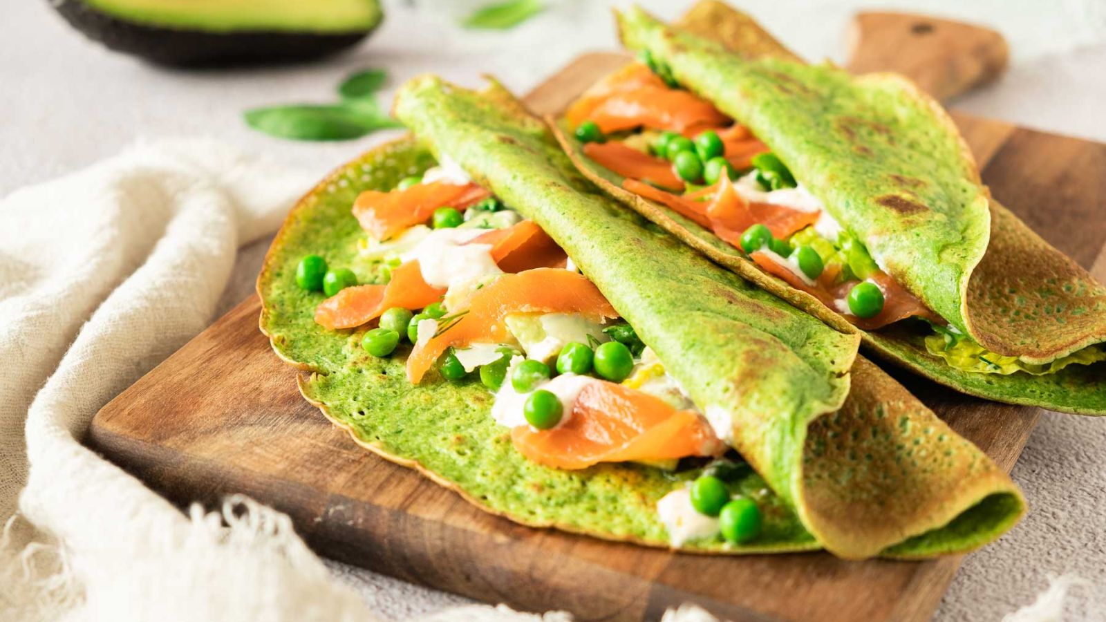 Salad with smoked salmon.
