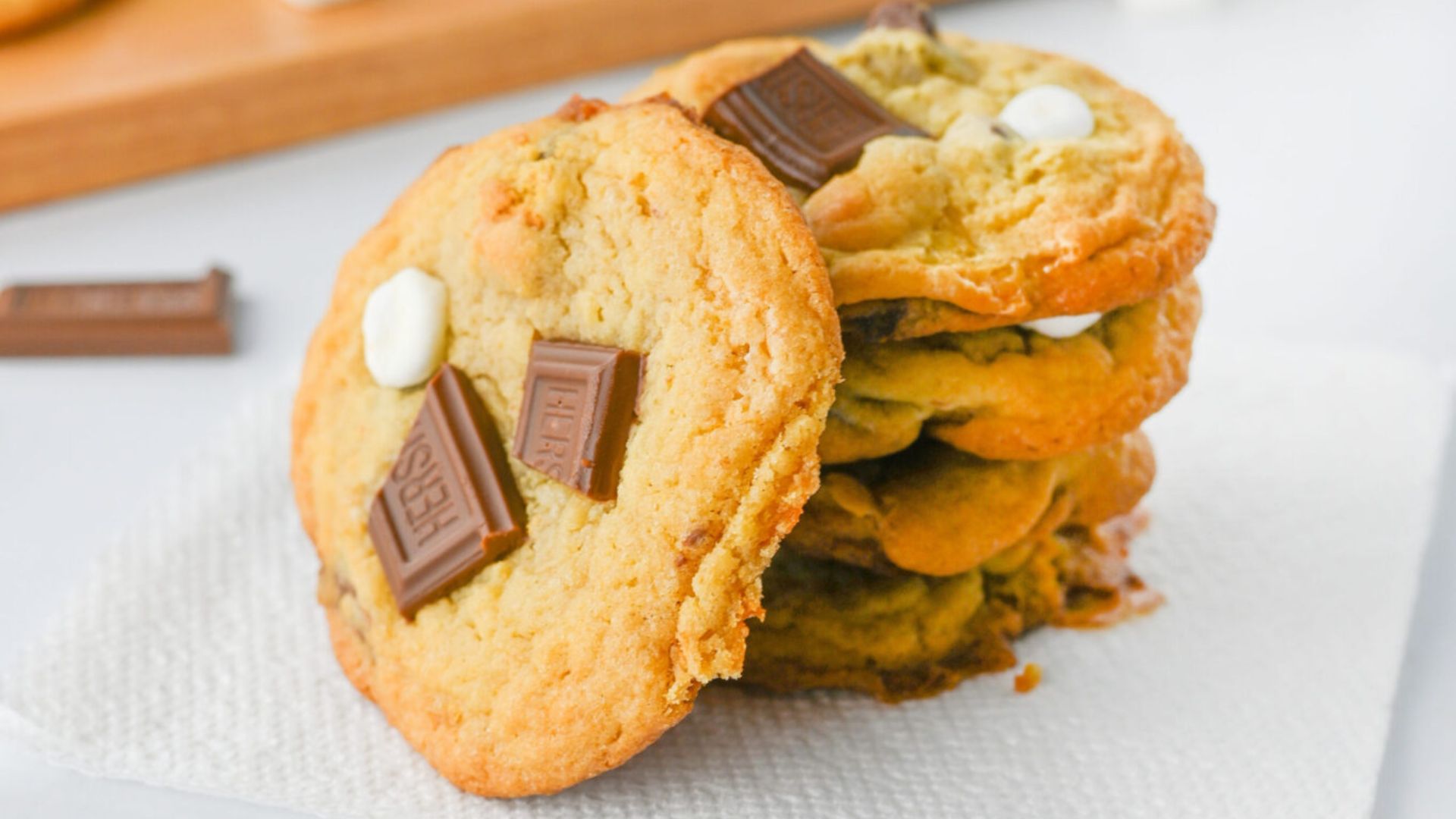 S'mores cookies with hershey's bar.