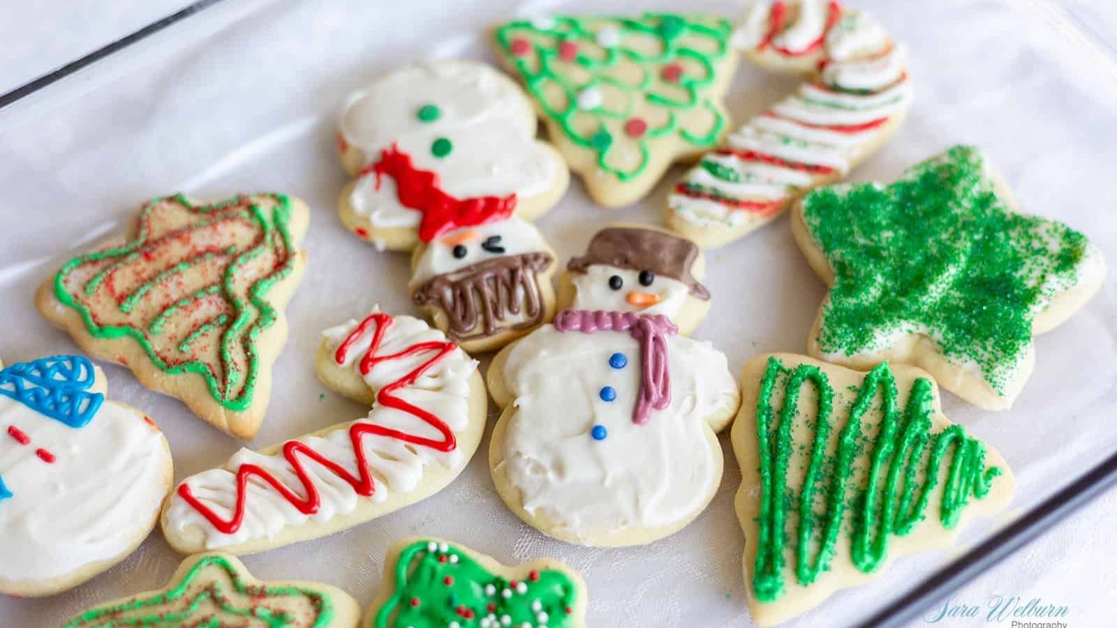 Christmas cookies on a plate.
