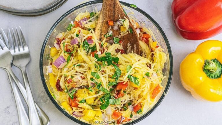 Spaghetti squash salad in a bowl.