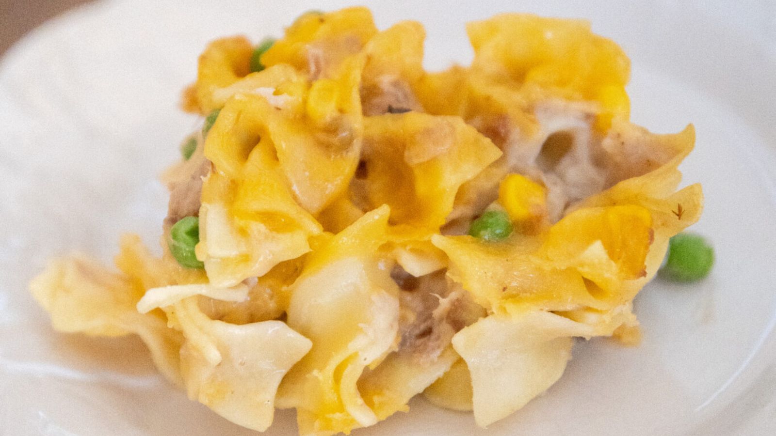 Noodle casserole on a plate.