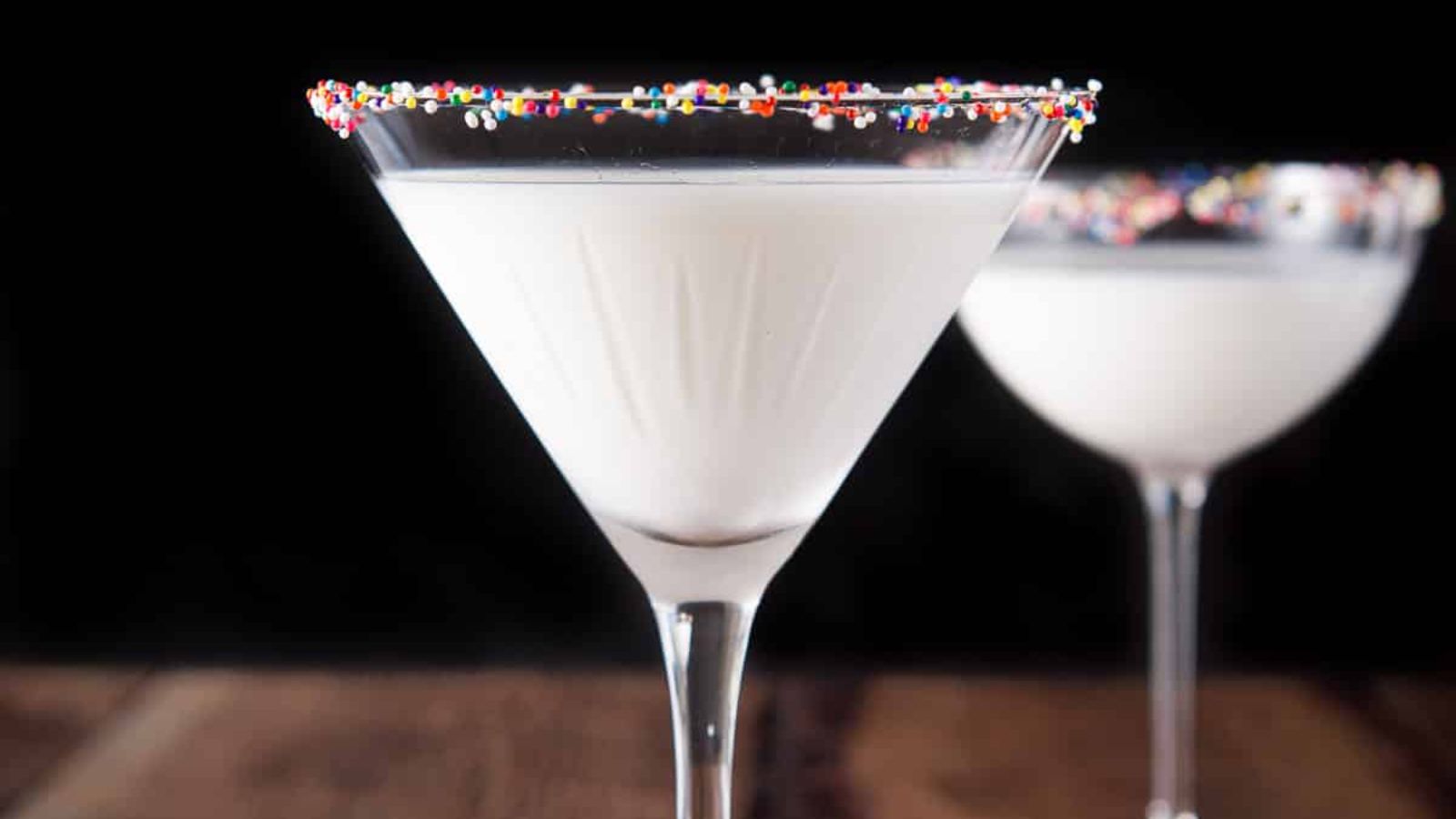 Wonderland cocktail with sprinkles.