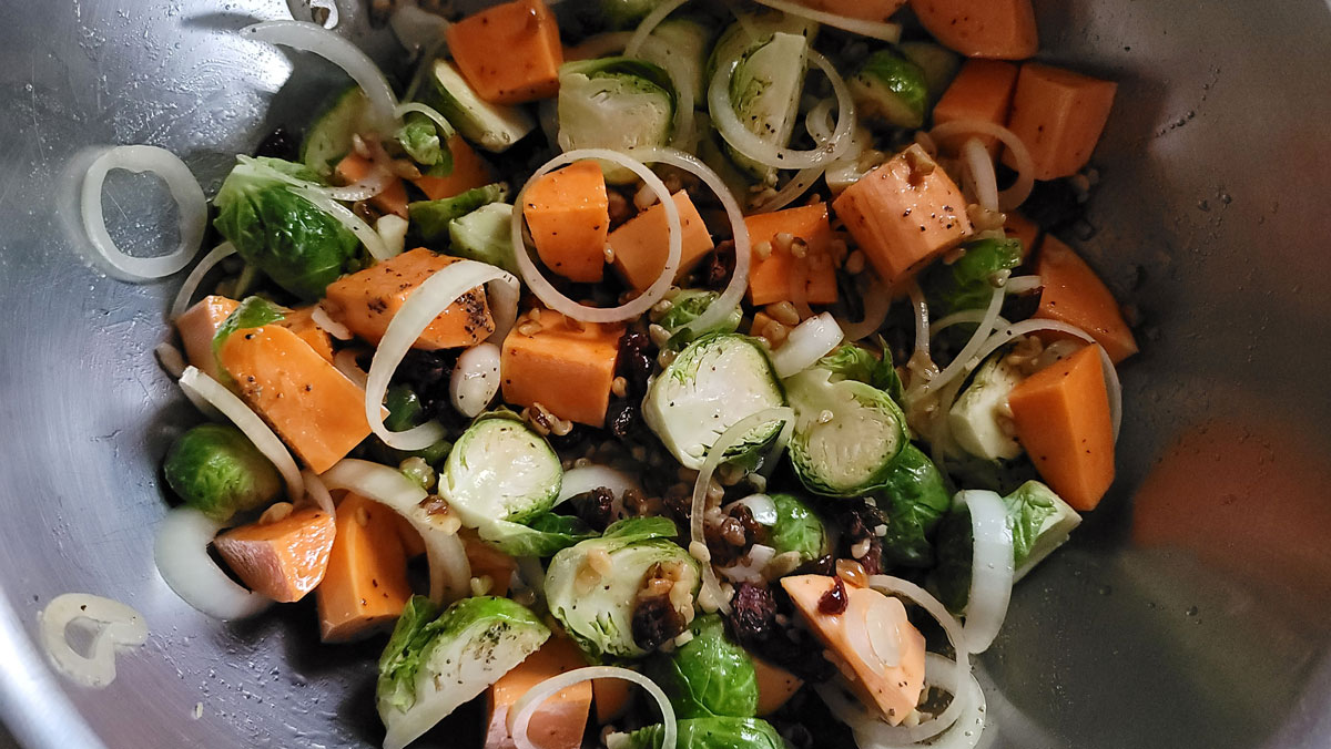 Ingredients mixed up in the bowl.