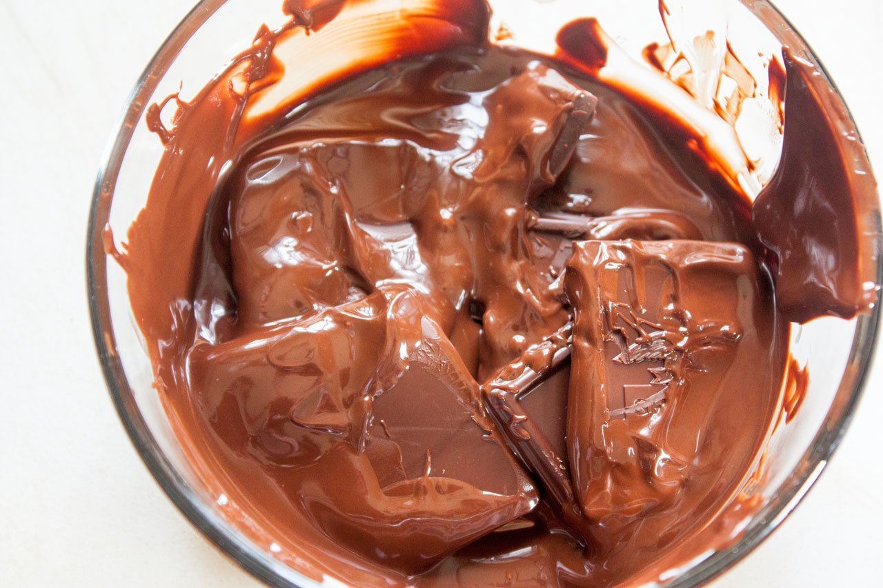 Melted chocolate in a bowl.