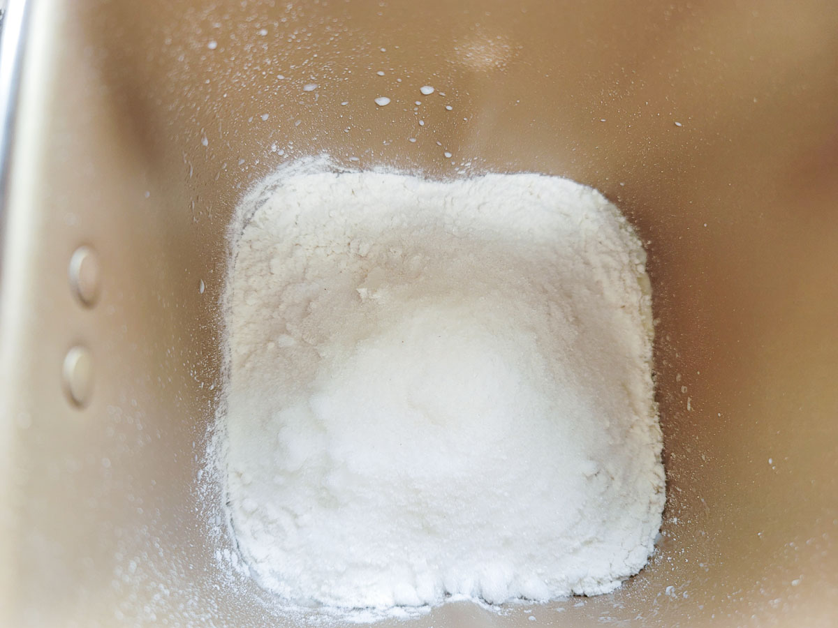 Dry ingredients added to the bread machine.