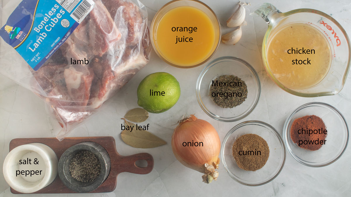ingredients for lamb tacos. See details in recipe below.
