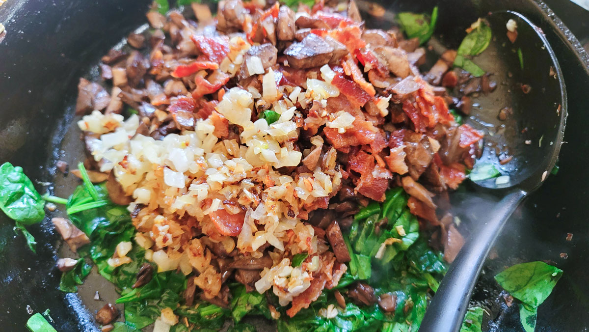 Filling ingredients in a bowl.