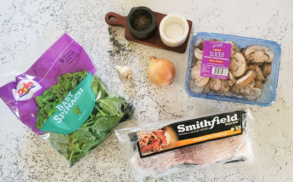 ingredients for the filling on a white board. See details in recipe below.
