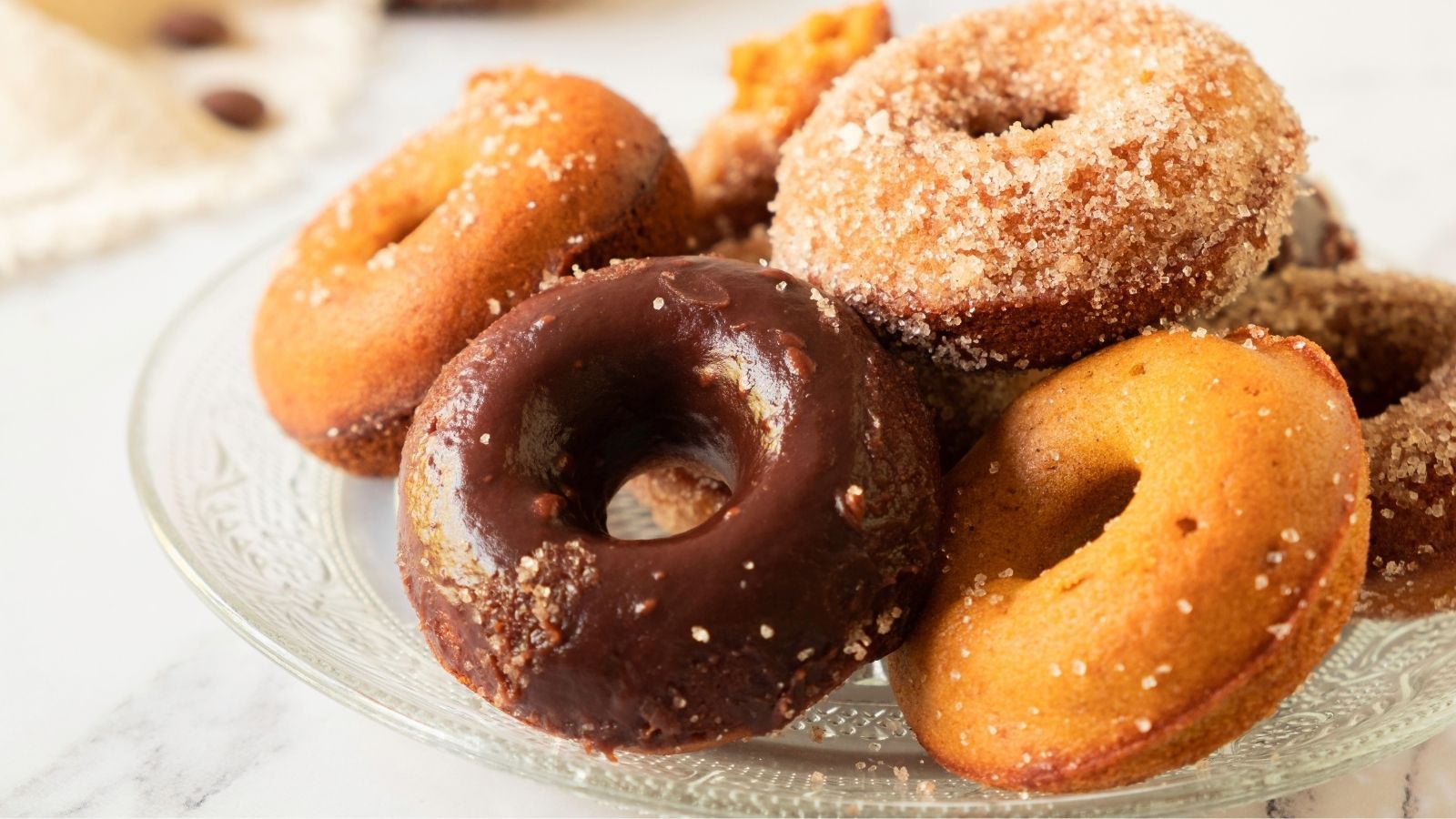 Baked donuts close up.