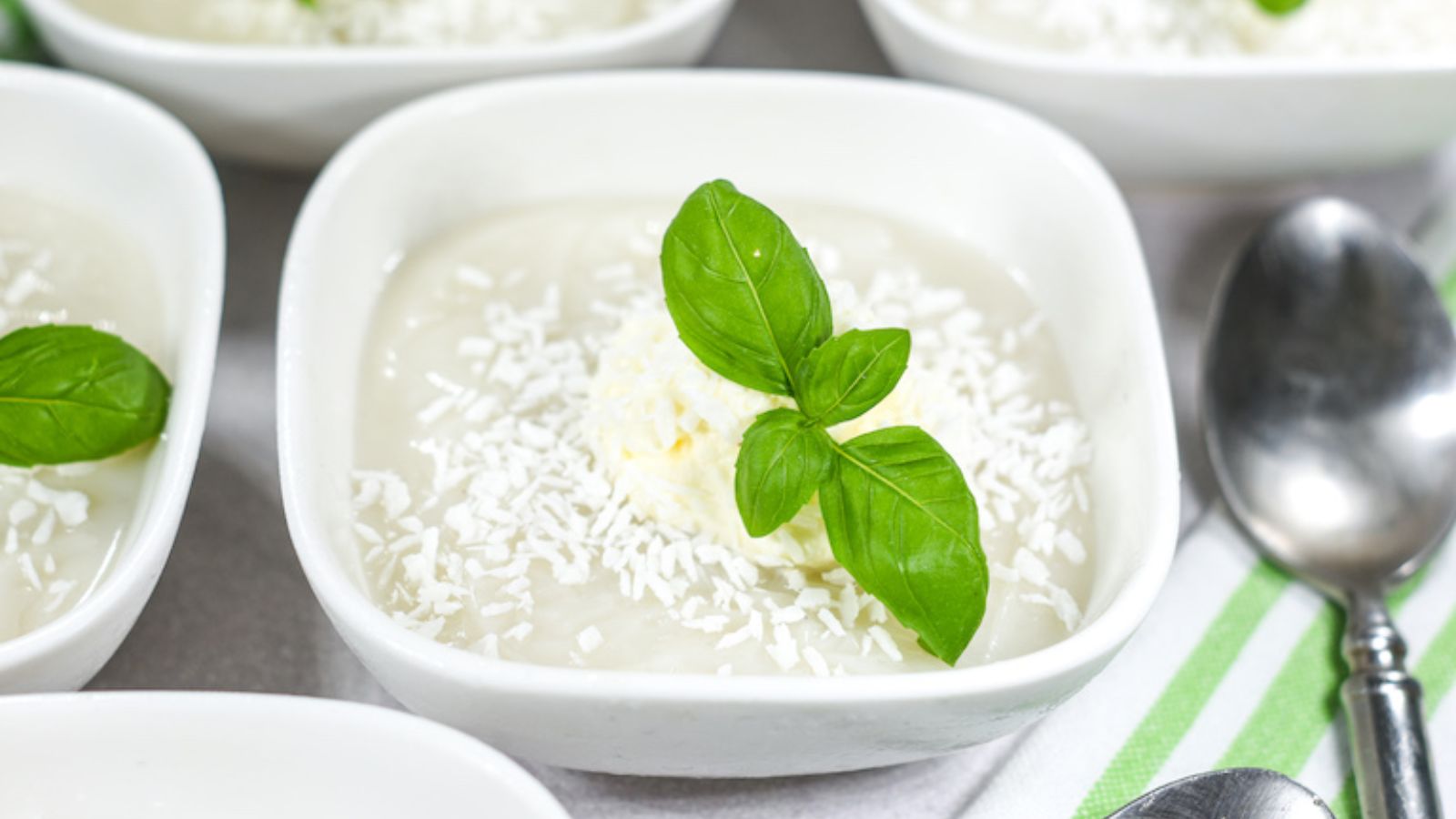 Coconut pudding in a bowl.