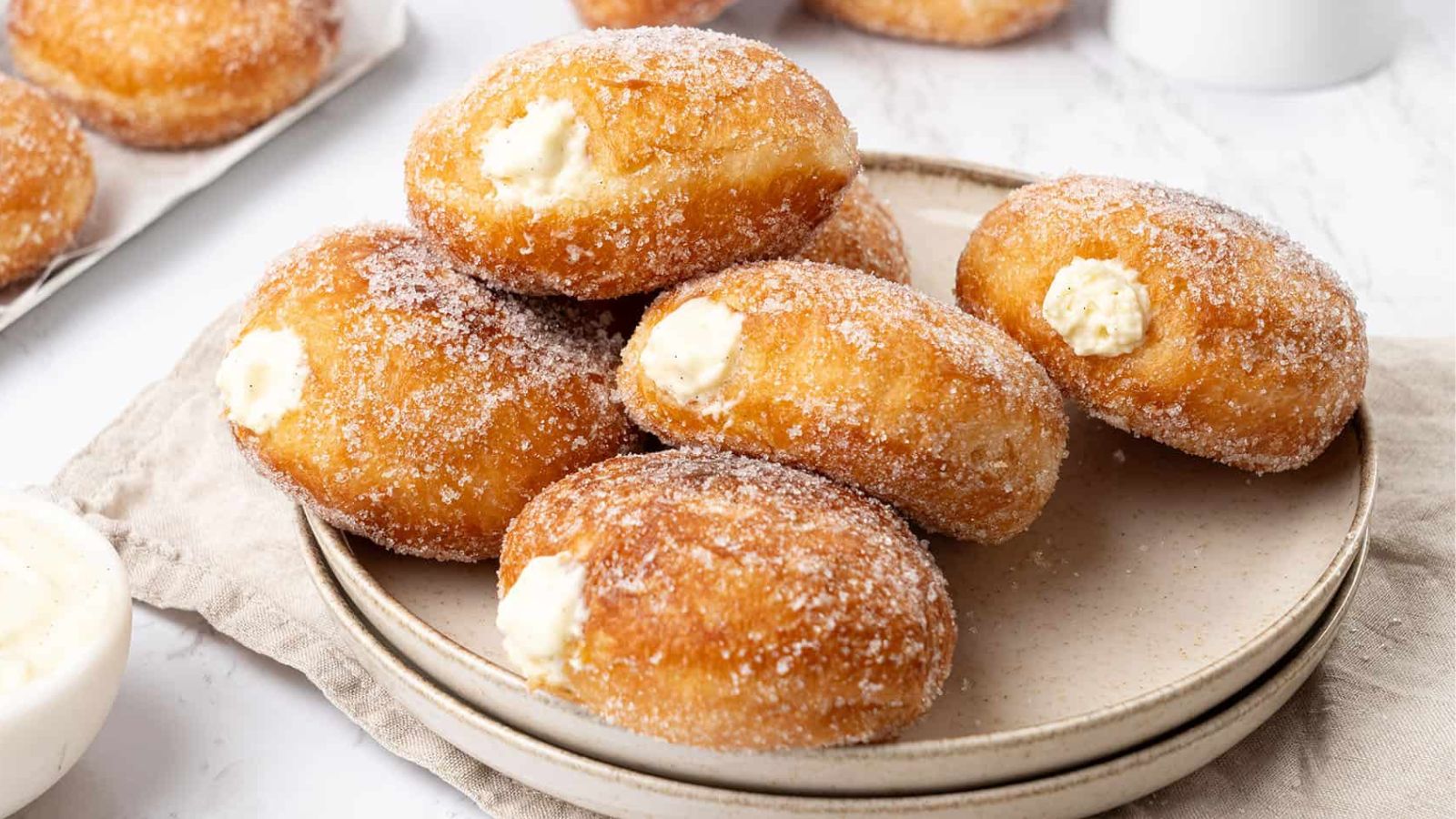 Bavarian donuts on a plate.