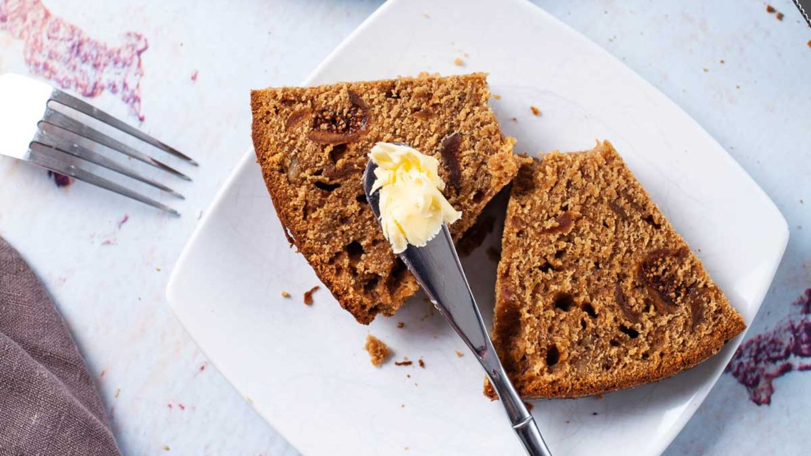 Bread slices with butter.