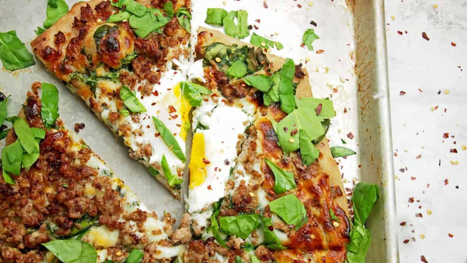 Pizza with eggs.