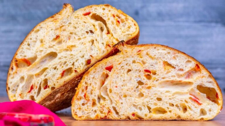 Sliced sourdough bread close up.