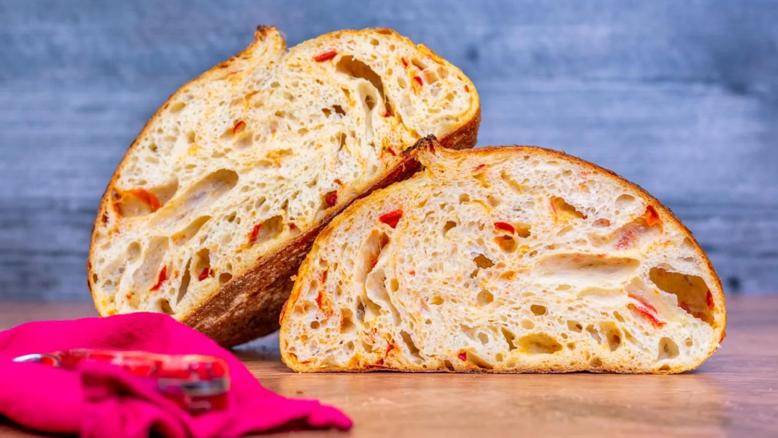 Sliced sourdough bread close up.