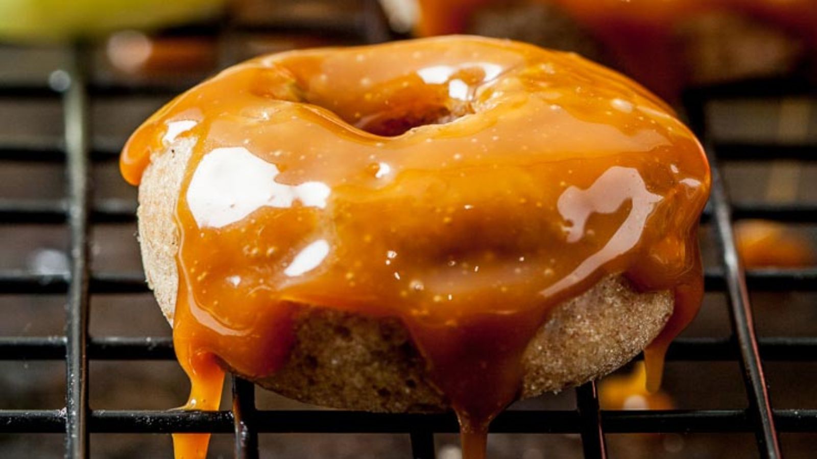 Donut with caramel sauce.