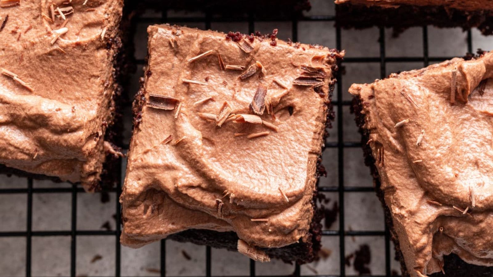 Slices of chocolate mousse cake.