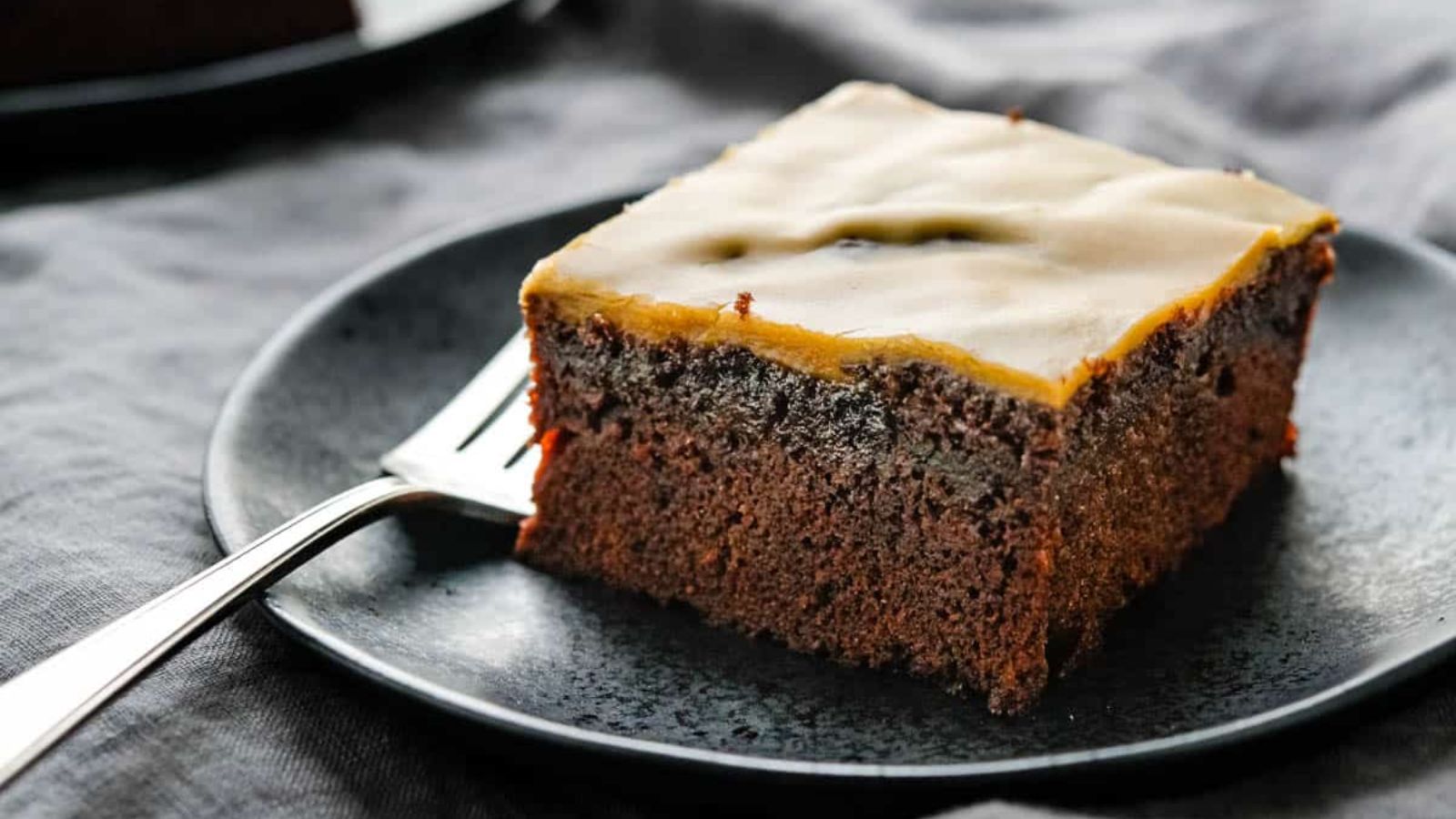 A slice of chocolate cake on a plate.