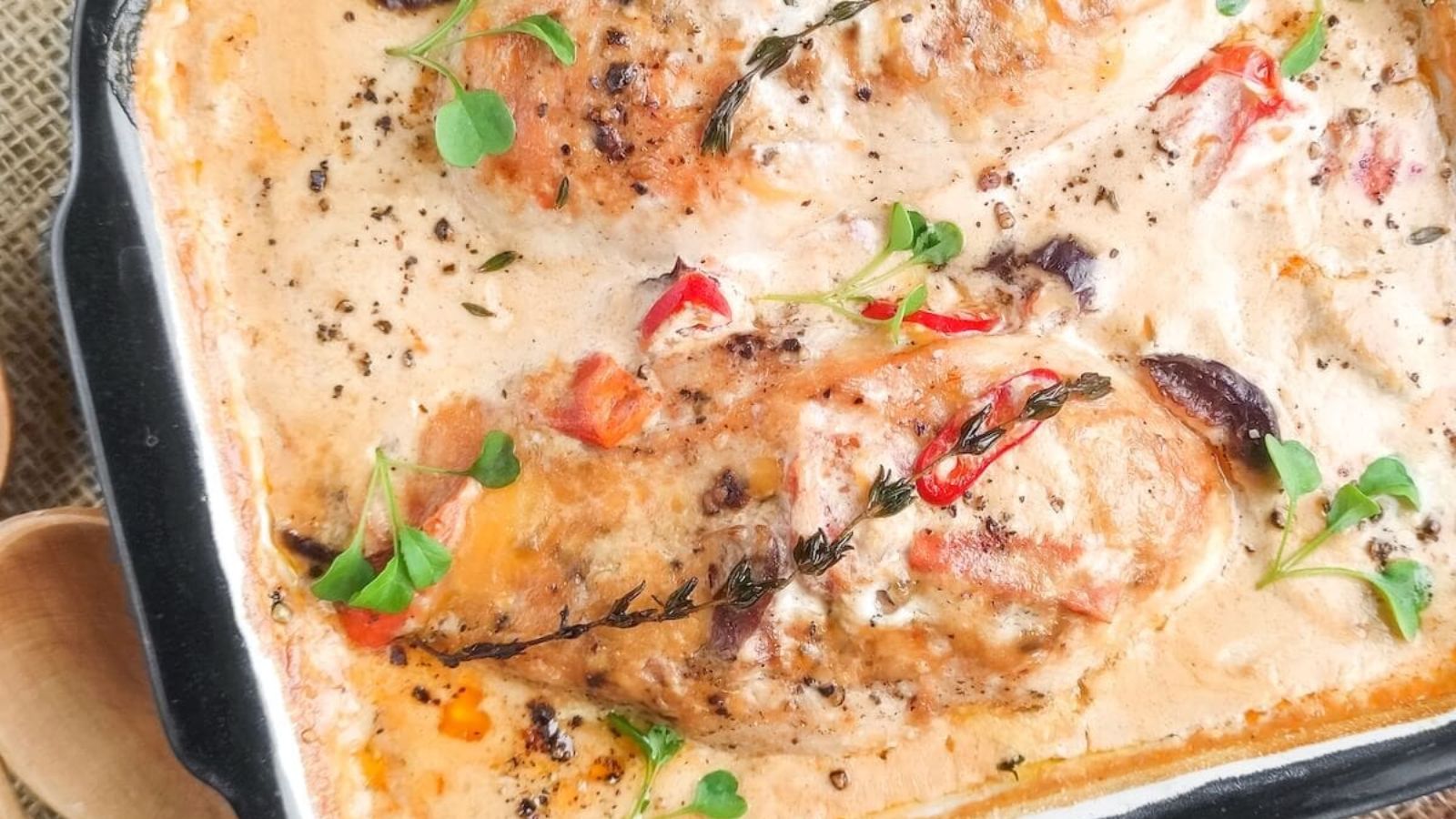 Marry me chicken on a tray.