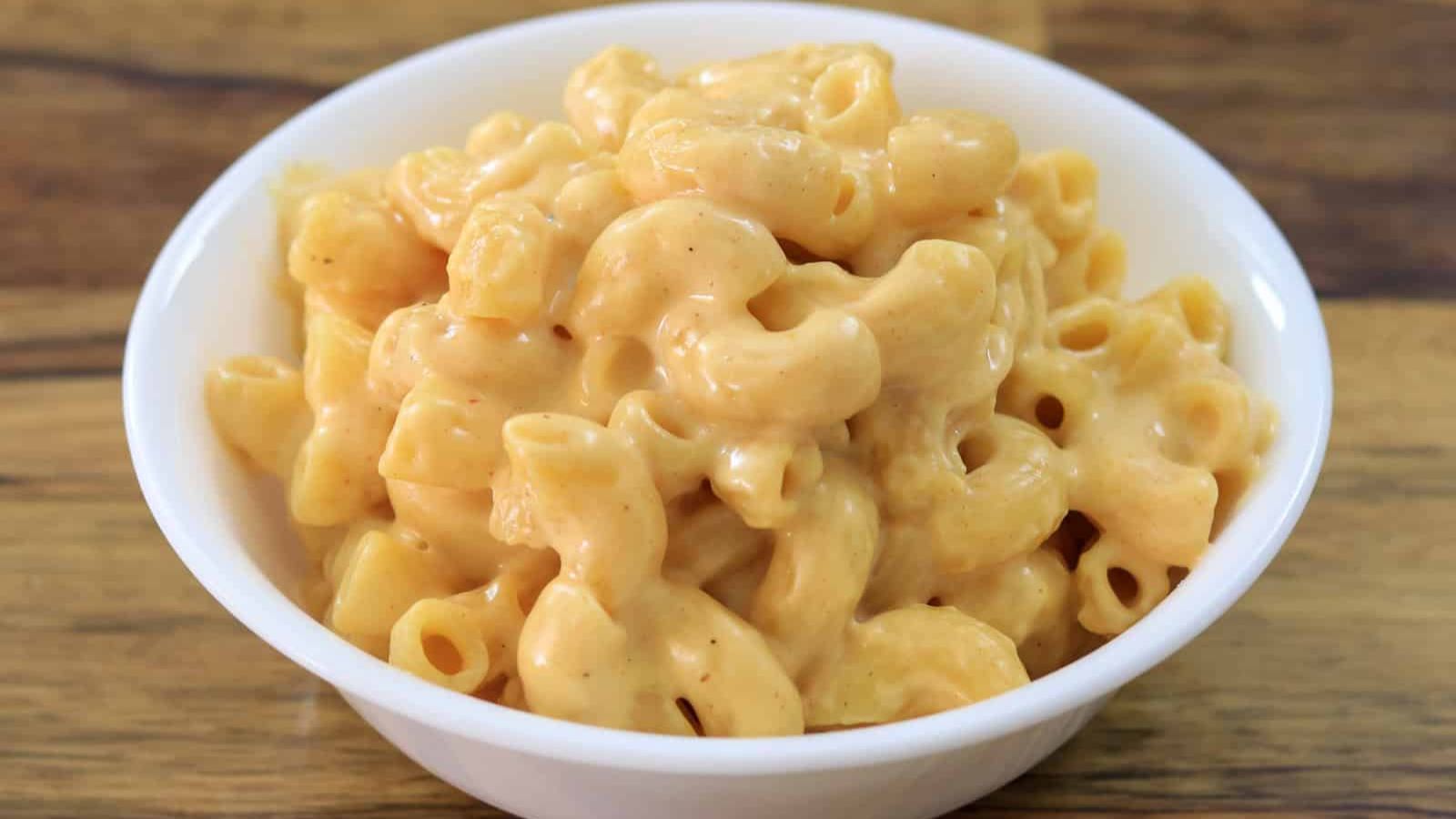 Mac and cheese in a bowl.