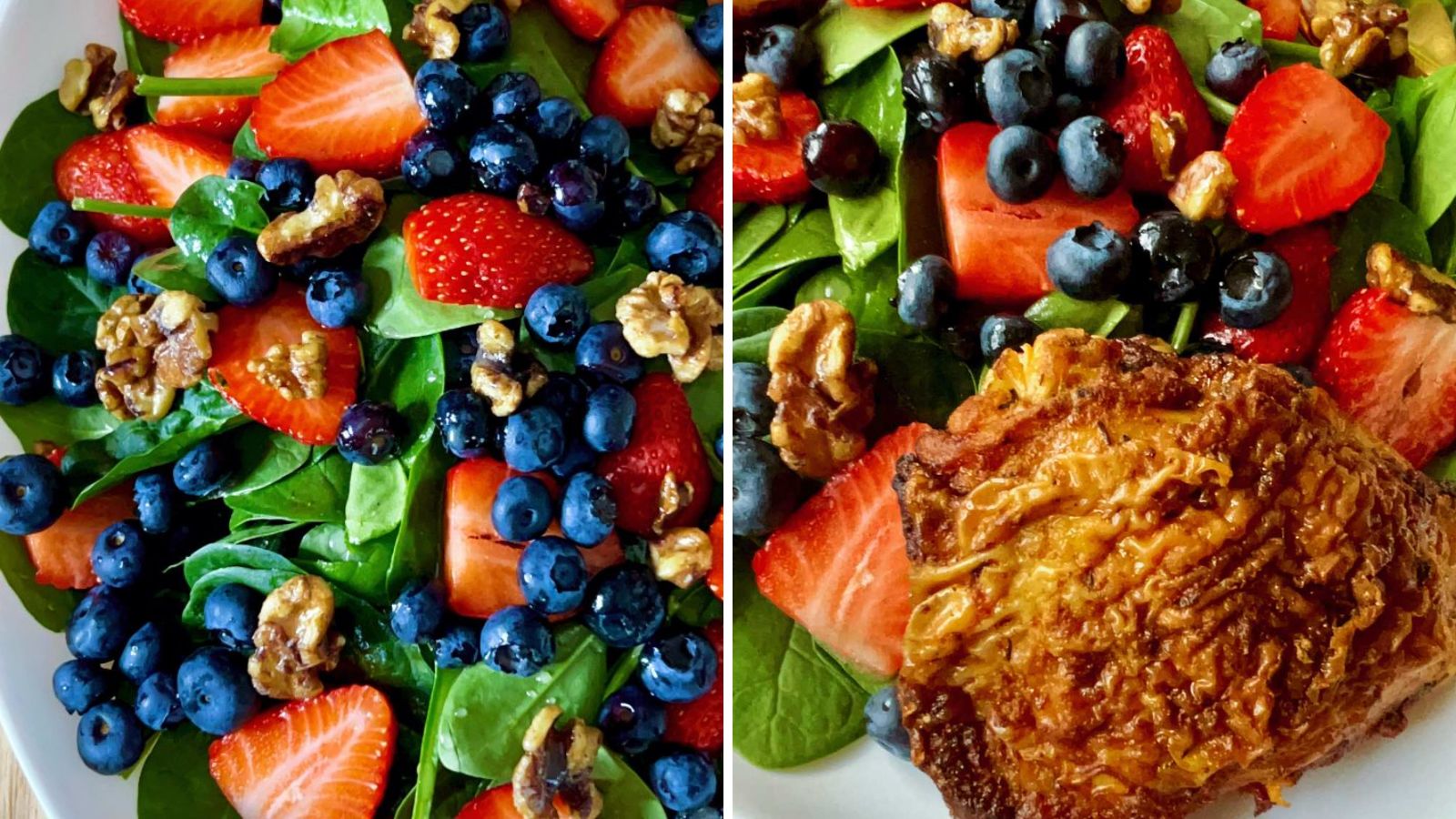 Berries and spinach salad with chicken.