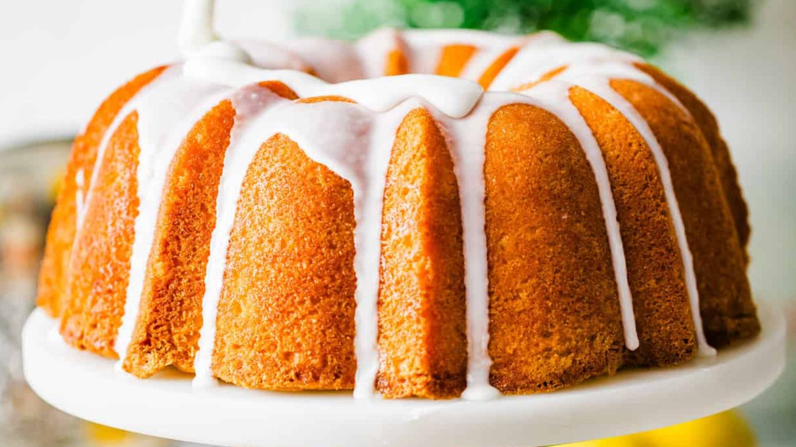 Bundt cake with glaze.