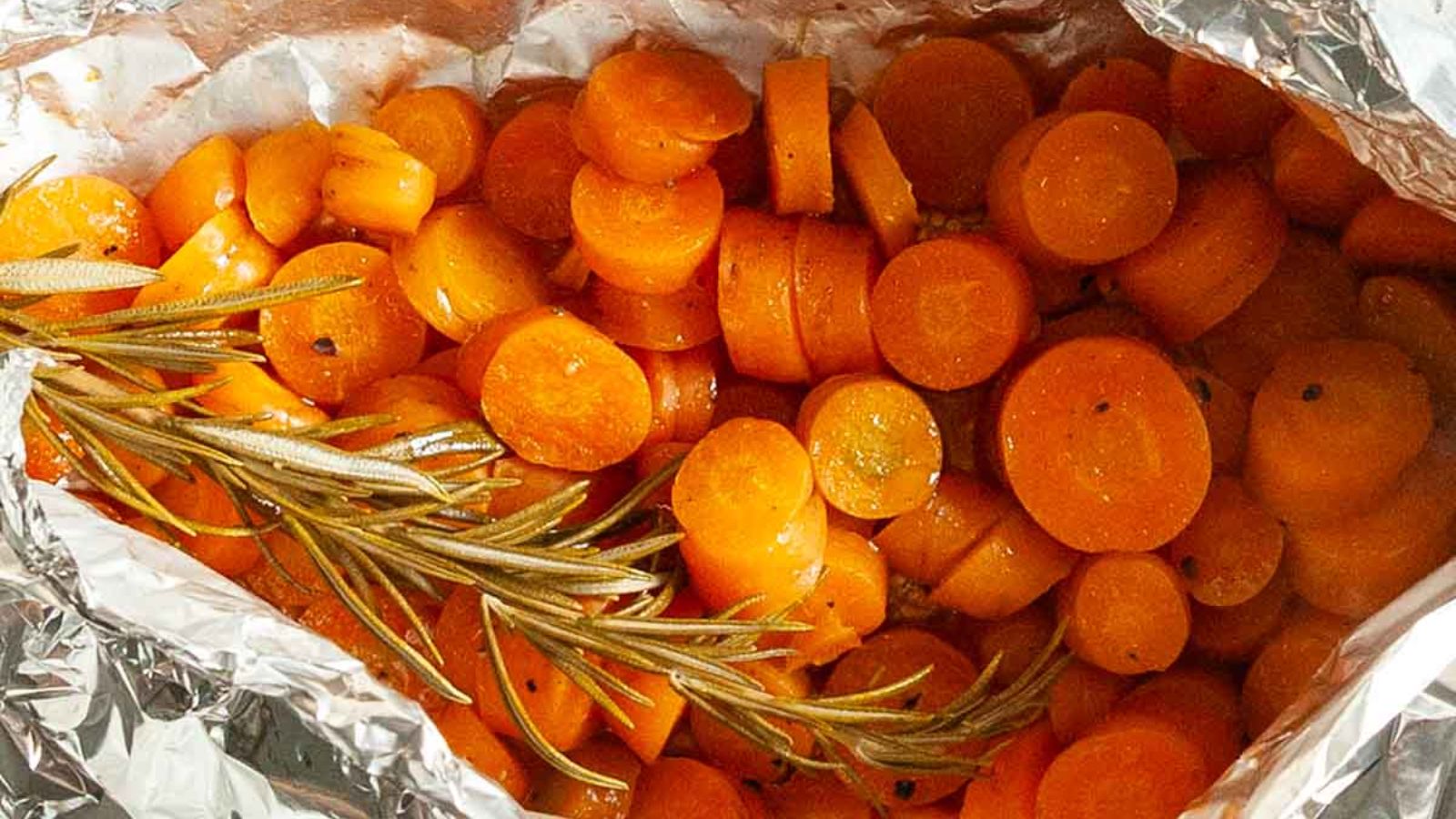 Grilled carrots in foil.