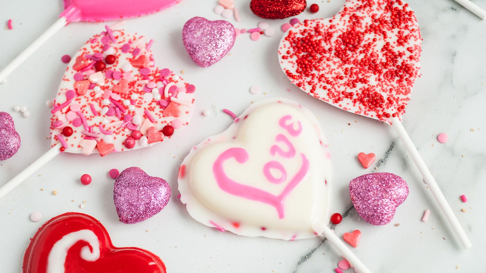 Heart shaped lollipops.