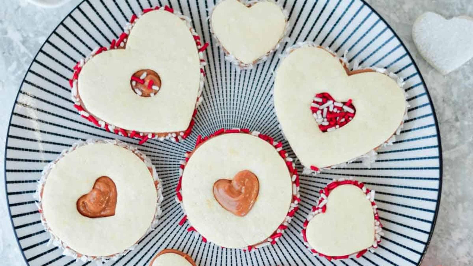 Heart shaped cookies on a plate.