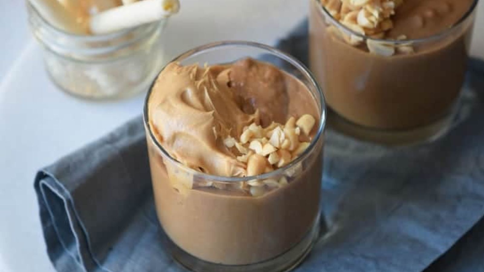 Peanut butter pudding in a glass.