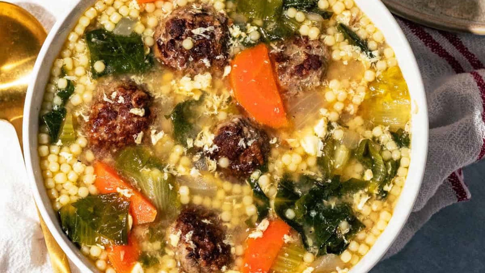 Italian wedding soup in a bowl.