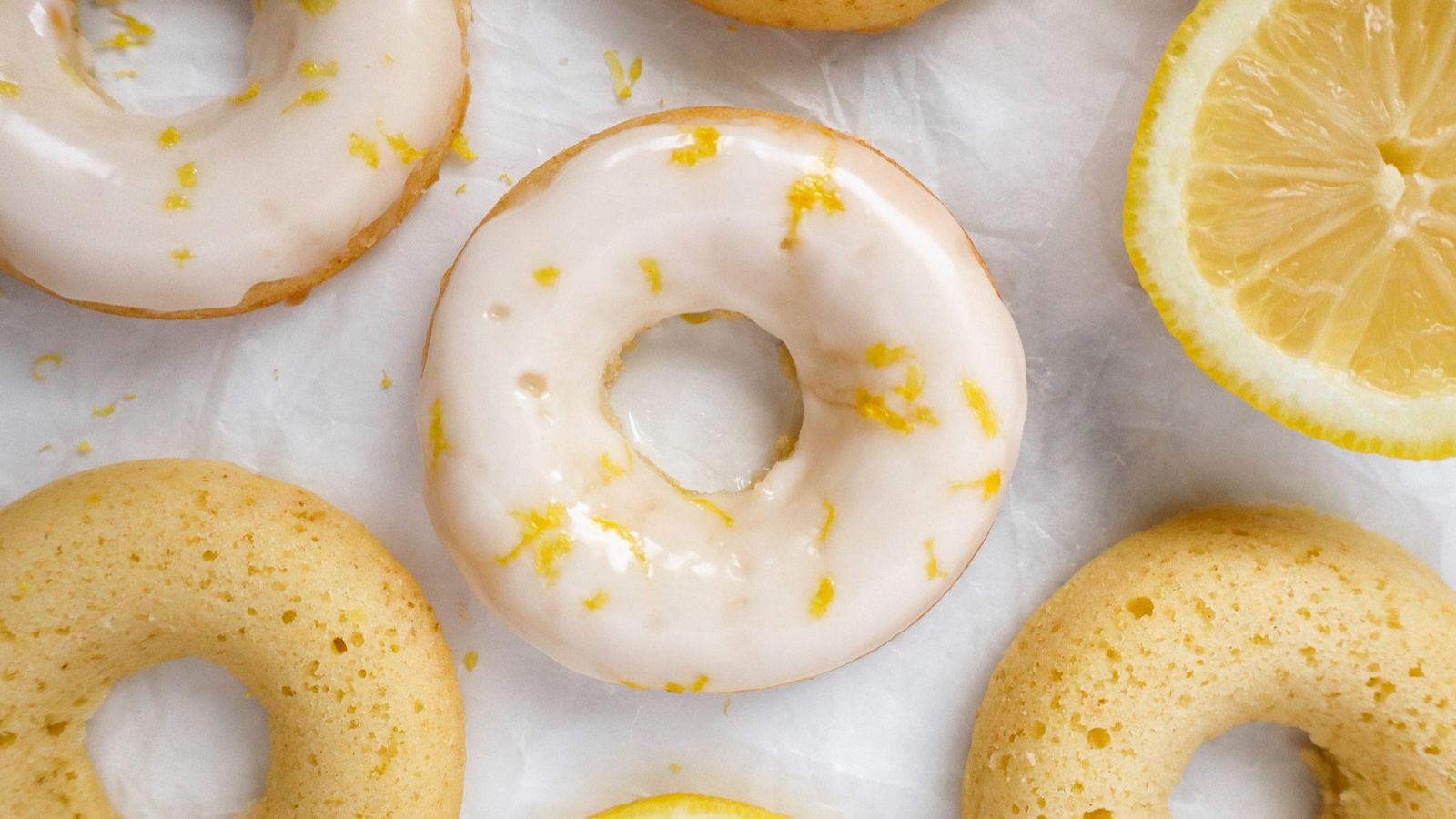 Donuts with sliced lemon.