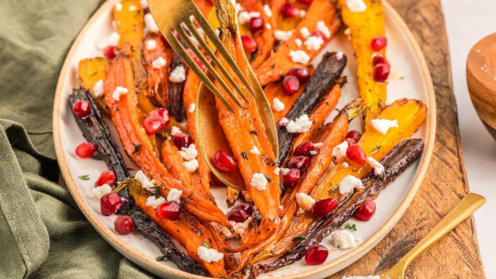 Maple roasted carrots on a plate.