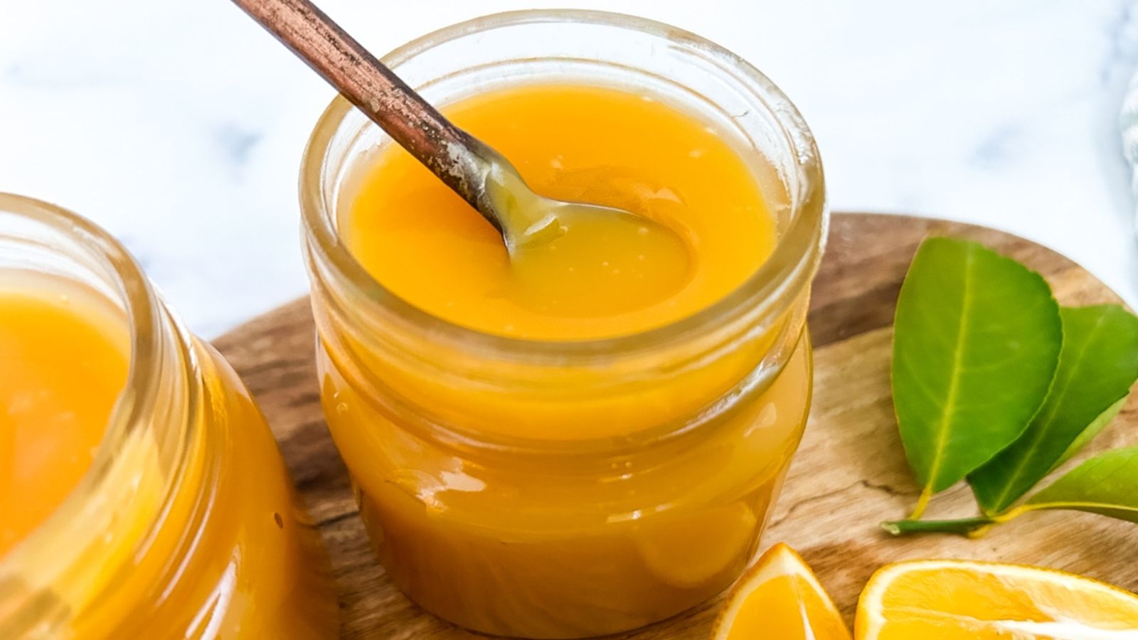 Lemon curd in a jar.