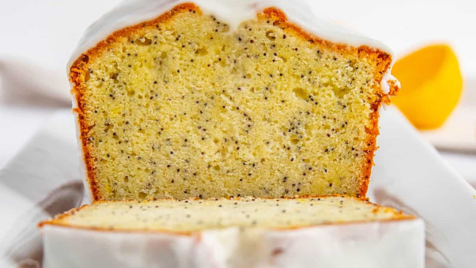 Poppy seed cake close up shot.