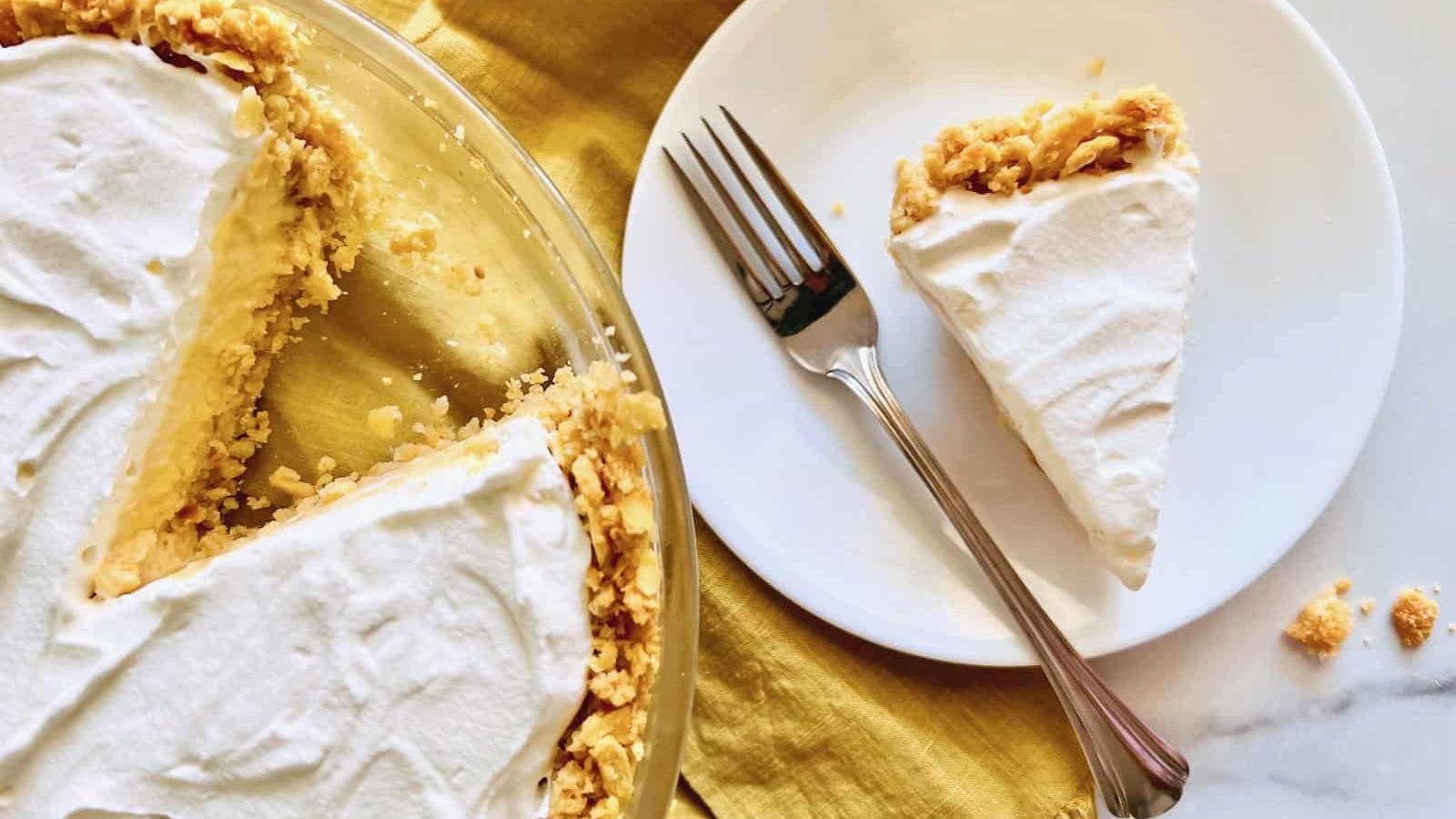 A slice of lemon pie.