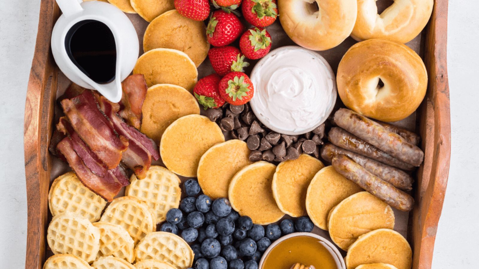 Pancake charcuterie board with berries.