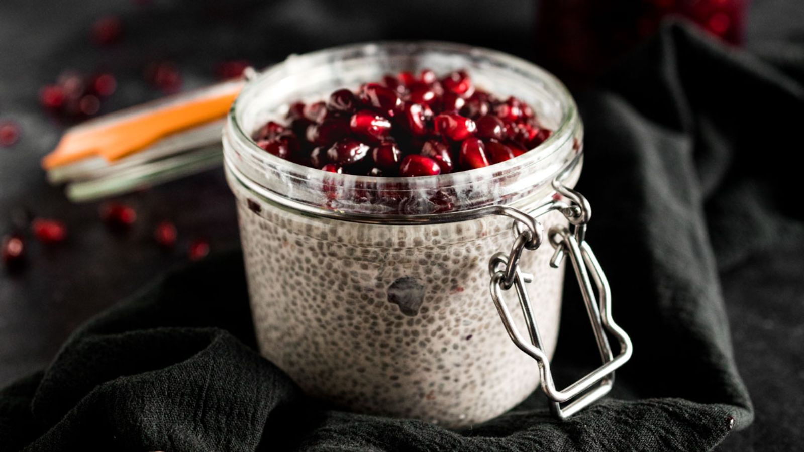 Chia pudding with pomegranate.