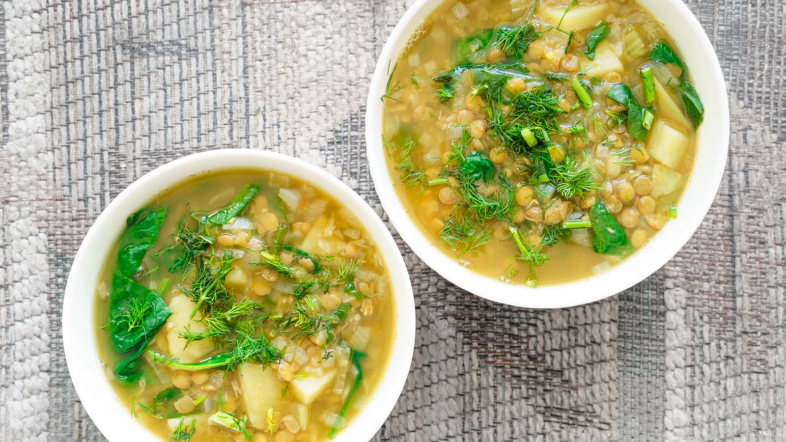 Two bowls of lentil soup.
