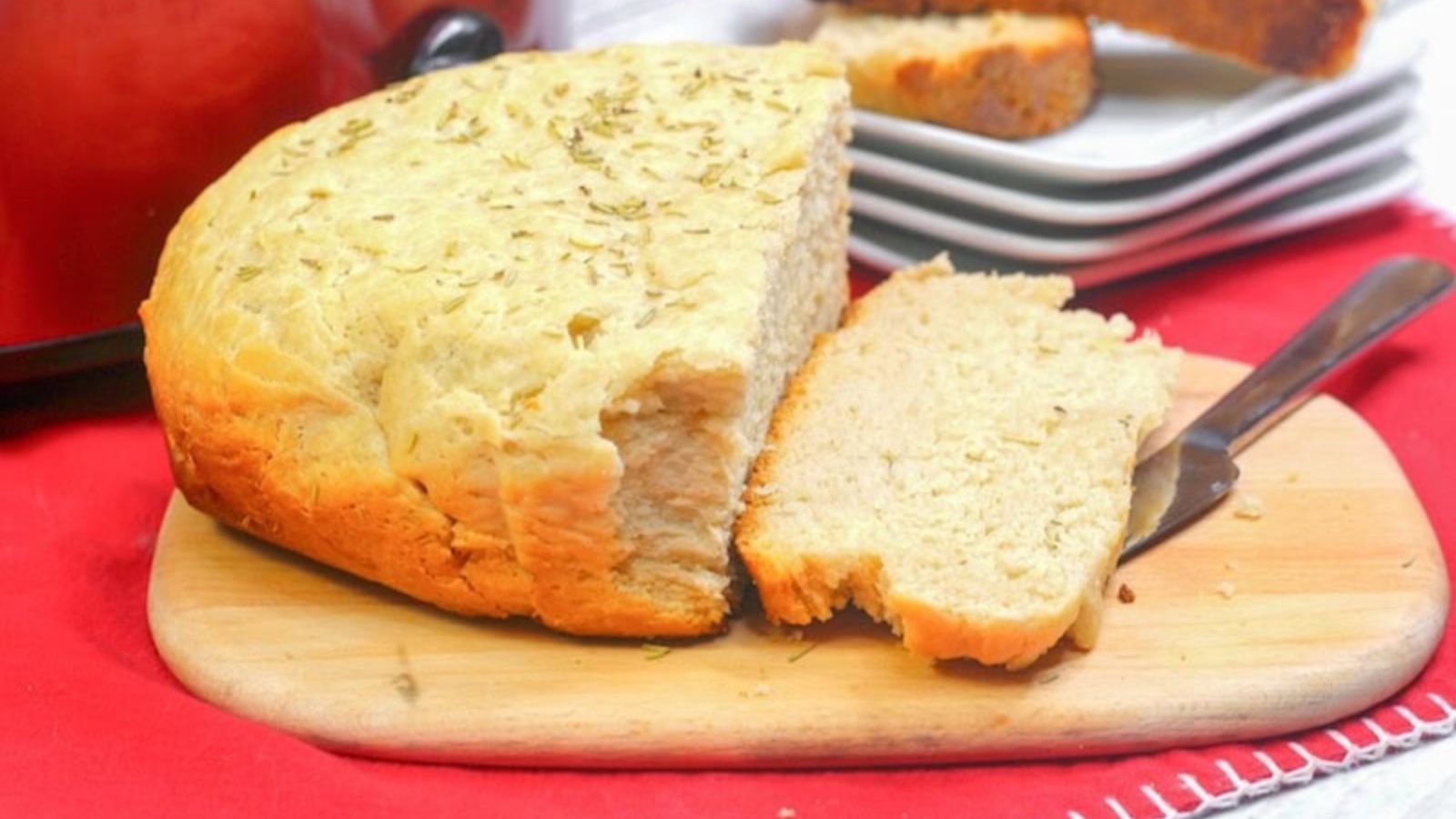 Bread on a wooden board.