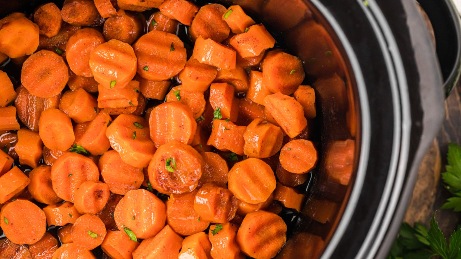 Candied carrots in a pot.
