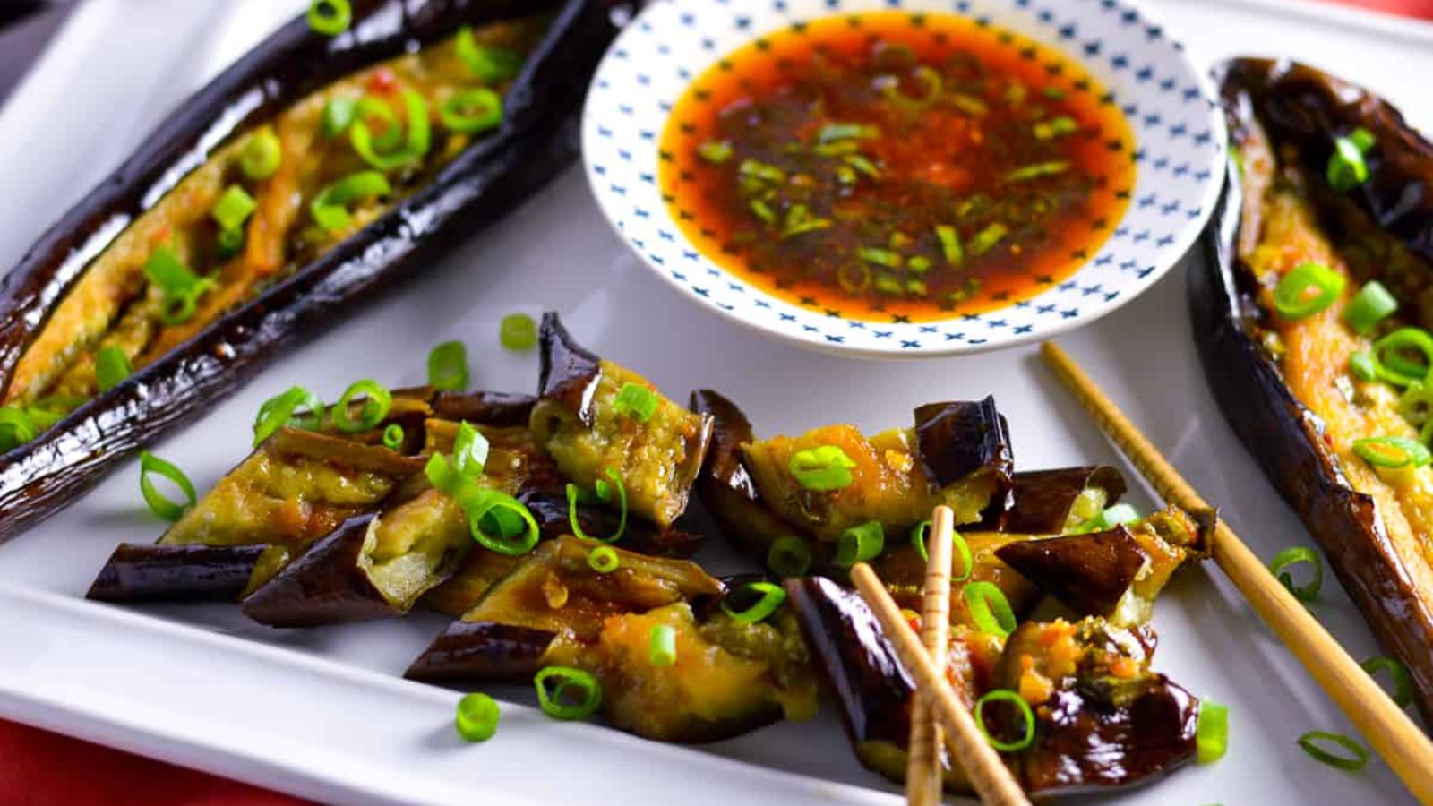 Fried eggplant with dip.