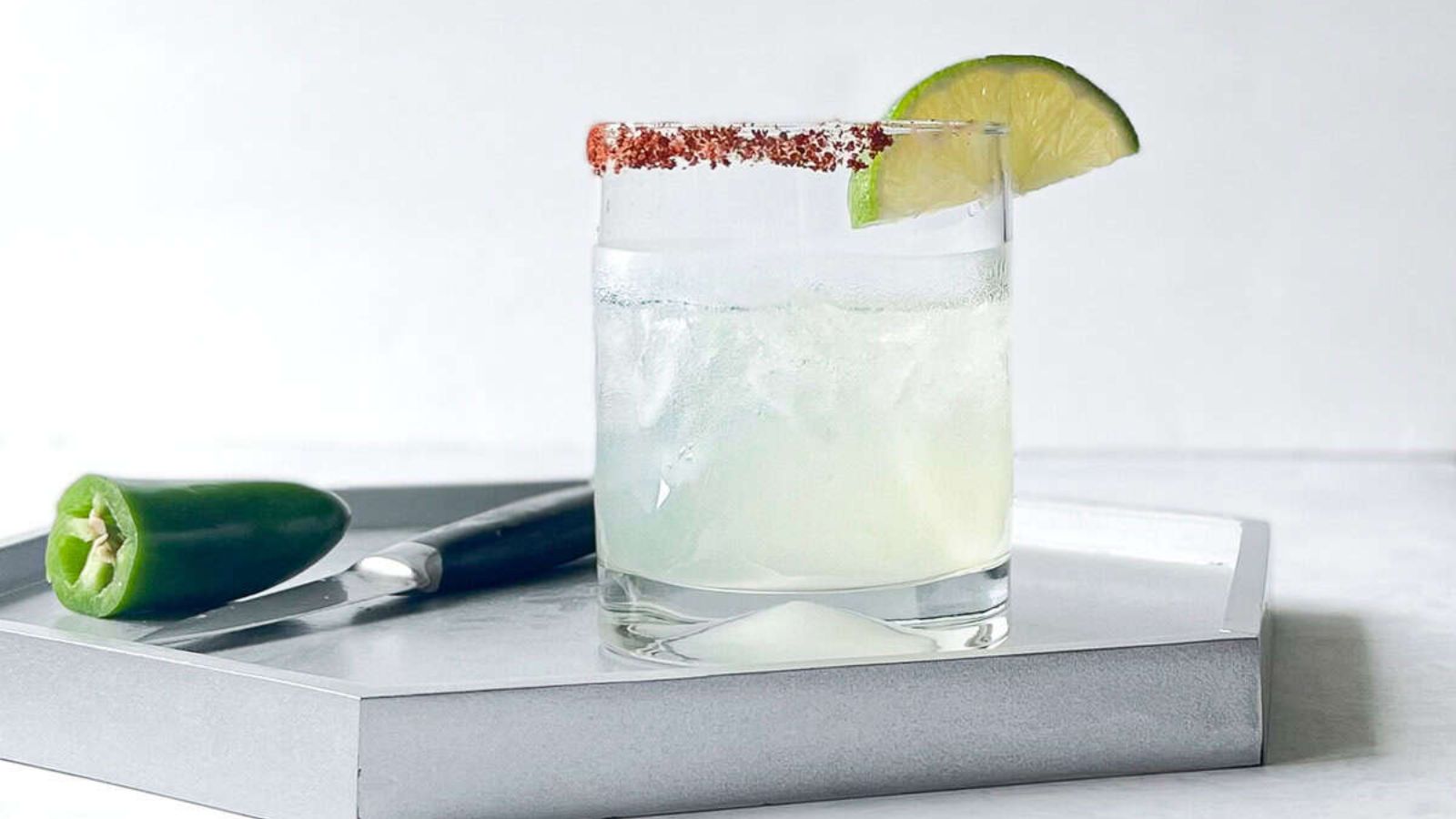Spicy margarita in a glass.