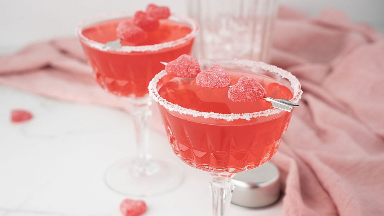 Two glasses of strawberry cocktails.