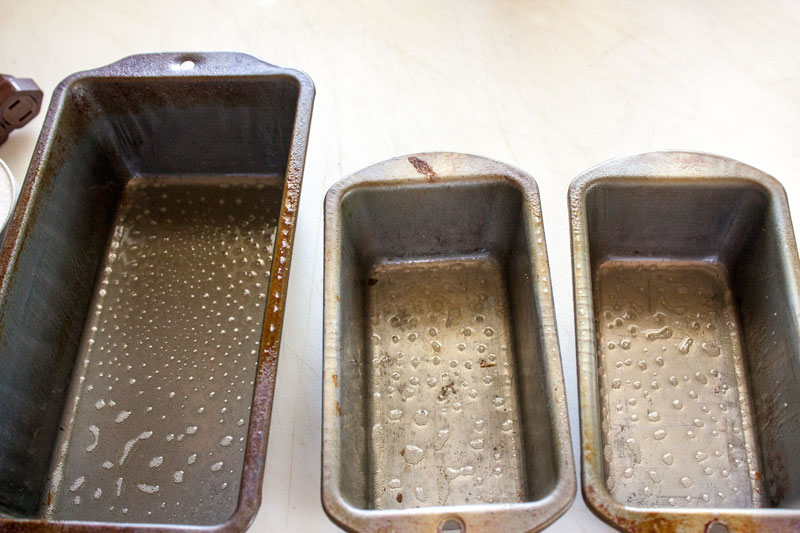 Bread tins sprayed with no stick.
