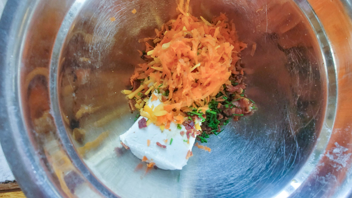 Ingredients for the cheese ball in a bowl.