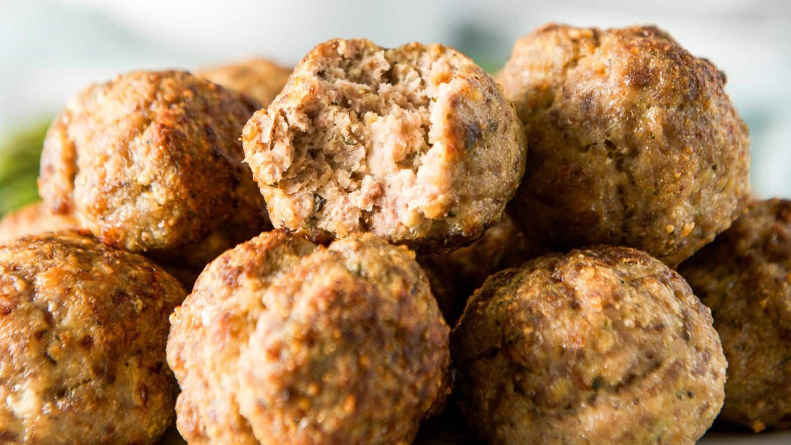 Fried meatballs close up.