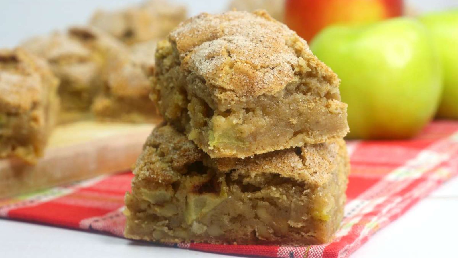 Stack of apple cookies bars.